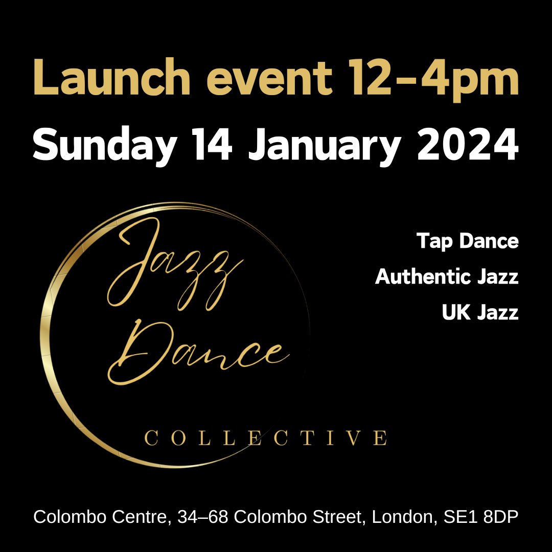 A schedule for next Sunday is shaping up:

Jazz Dance Collective Launch Event
14 Jan 2024
Colombo Centre, 34–68 Colombo Street, London, SE1 8DP

12:00 Welcome reception
13:00 Introductory speeches
13:30 Social and open jam for dancers and musicians
16:00 Launch event ends