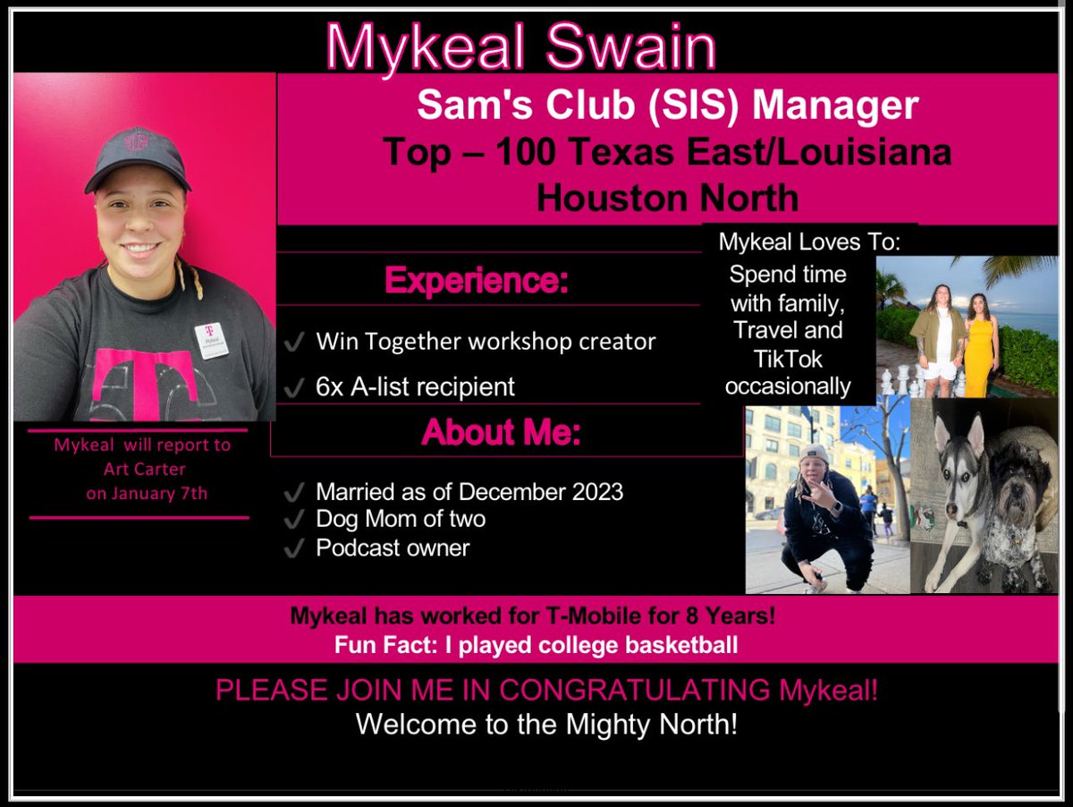 *Promotion Alert* please join me in congratulating Mykeal Swain on her new position as a Store-in-Store Manager at Sam’s Club. Congratulations Mykeal! @OdieRetail