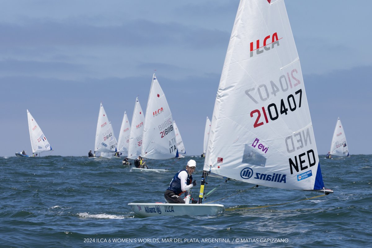 IntLaserClass's tweet image. 2024 ILCA 6 Women&apos;s World Championships – Light winds and an approaching storm didn&apos;t stop these sailors from moving up in the fleet today! Full report on our website (link in bio). Stay tuned for Day 4 as the fleets divide into gold and silver.

Photos by: @matias_capizzano