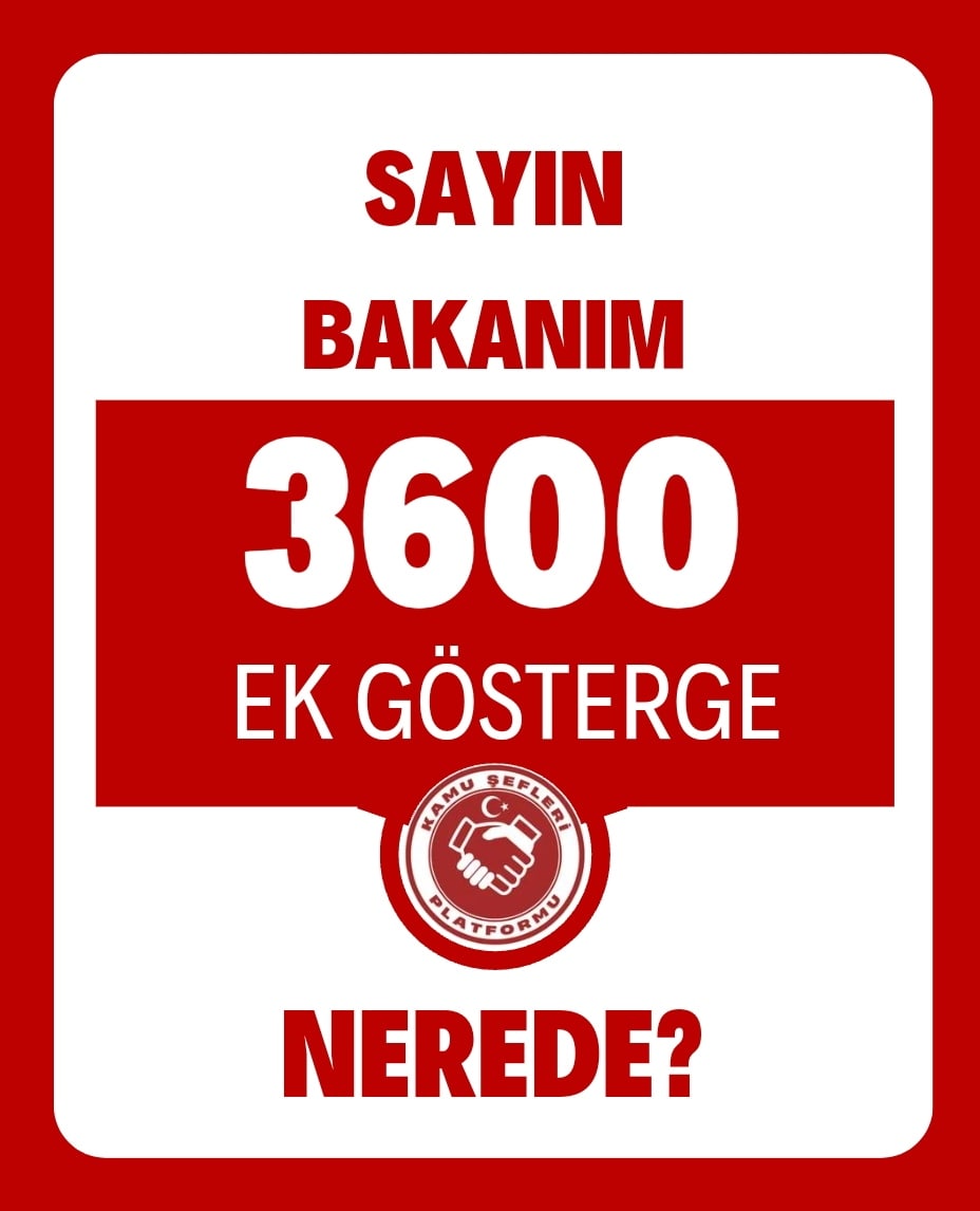 Memurların gündemi ve talebi #BirinciDerceye3600 Ek Gösterge. Biran önce verilen sözlerin yerine getirilmesini bekliyoruz.
#KamuŞefleri Platformu
<a href="/RTErdogan/">Recep Tayyip Erdoğan</a> <a href="/_cevdetyilmaz/">Cevdet Yılmaz</a> <a href="/isikhanvedat/">Prof. Dr. Vedat Işıkhan</a> <a href="/omerrcelik/">Ömer Çelik</a> <a href="/_aliyalcin_/">Ali YALÇIN</a> <a href="/OnderKahveci/">Önder Kahveci</a> <a href="/akbasogluemin/">Av. M.Emin AKBAŞOĞLU 🇹🇷</a> <a href="/avabdullahguler/">Abdullah Güler</a>