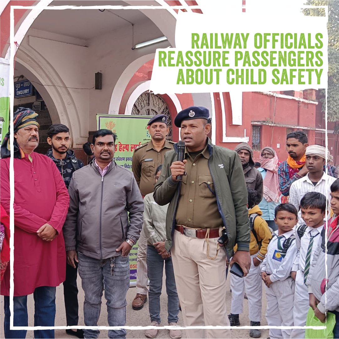 Crowds gather at Bakhtiarpur Junction &amp; Barh Railway station at Patna District. 900 people go home equipped with reassurance from prominent railway officials that together children will be kept safe across transport terminals. #storiesfromthefield  surl.li/paagh