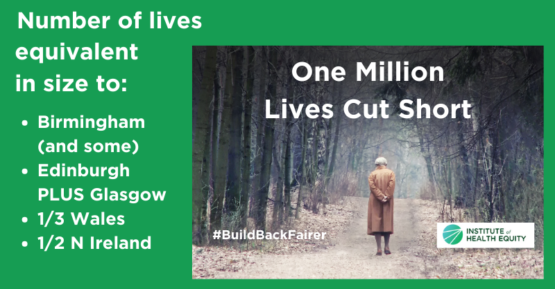 Cumulative impact of funding cuts, which hit poor areas more, contributes to 1m lives cut short, confirms @MarmotIHE @UCL #BuildBackFairer bit.ly/3H5Fpp9
