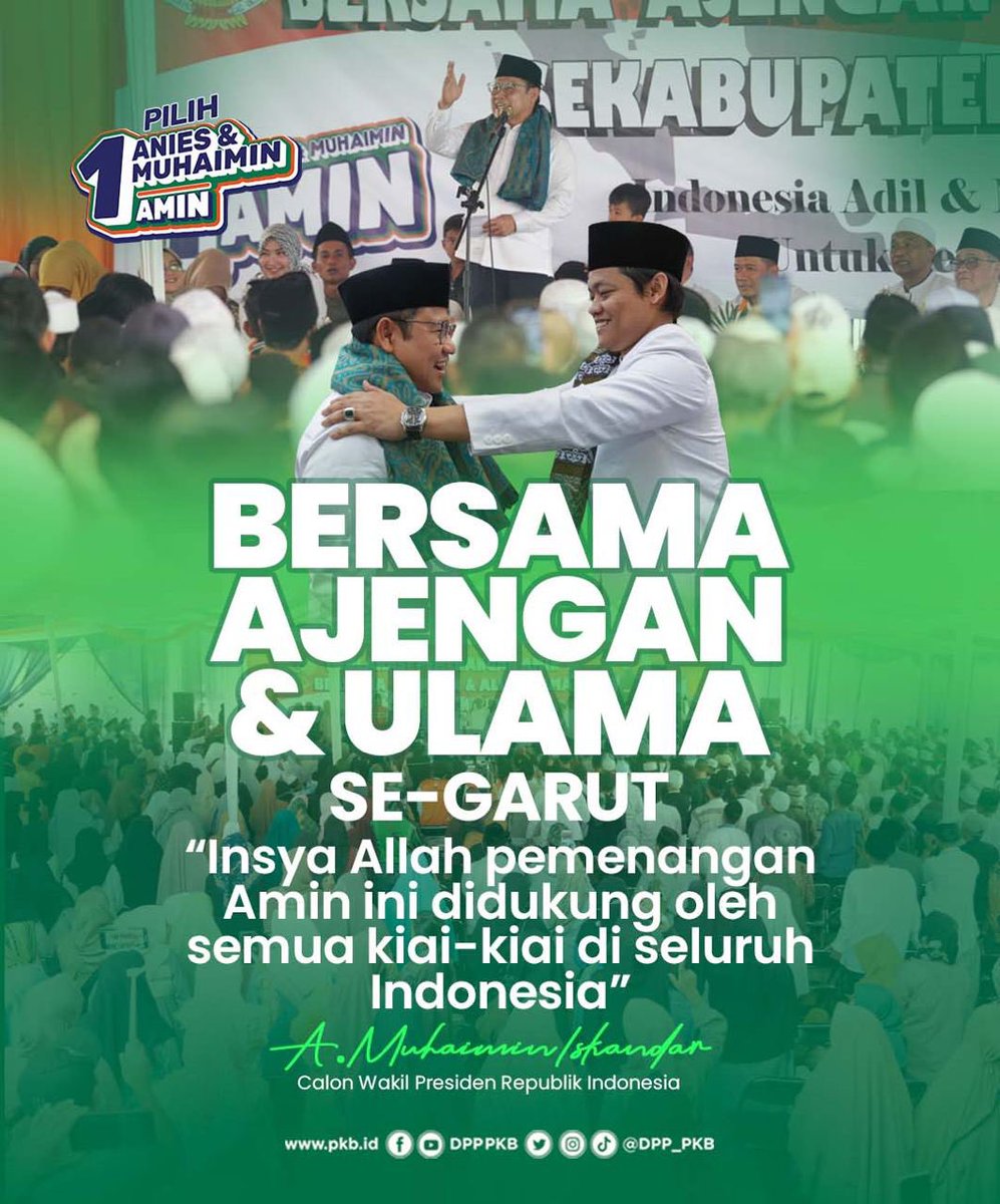 InsyaAllah seluruh Kiai di Indonesia mendukung dan memenangkan AMIN di Pilpres 2024. 

#AMINAjaDulu
#AniesMuhaimin