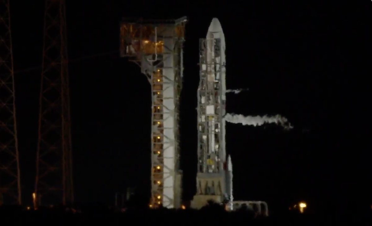 SpaceflightNow's tweet photo. ULA says they are now topping off their Vulcan rocket as the primary propellant load procedure has wrapped up.

Teams will continue to replenish the cryogenics as some of it boils off.

Watch live: https://t.co/yyjf0PRG0u https://t.co/RP6OdCCPtM