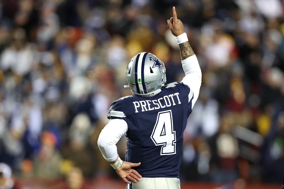 Brandoniswrite's tweet photo. #Cowboys Dak Prescott is the first quarterback in NFL history with four games in a season with a completion percentage of 80 or higher 

(minimum 30 attempts in each game).

Special players do special things 🤟

#DallasCowboys https://t.co/cvpBAKHiTD
