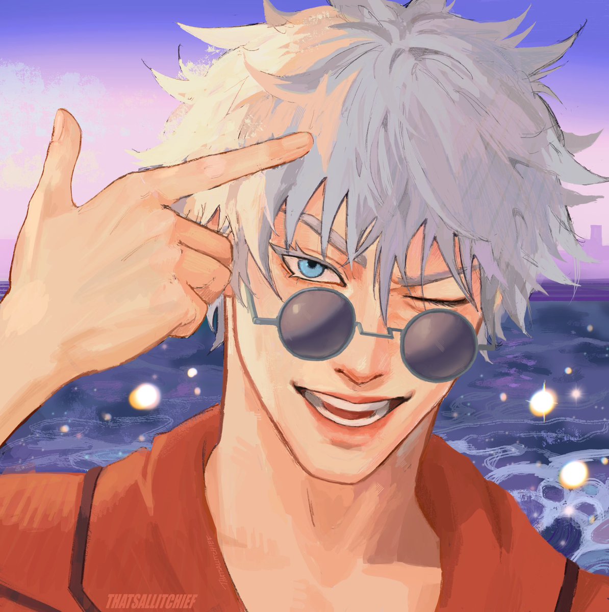 thatsallitchief's tweet photo. Beach Gojo 🏖️ first drawing of the year! #GojoSatoru #jjk https://t.co/9sA9FObRSM