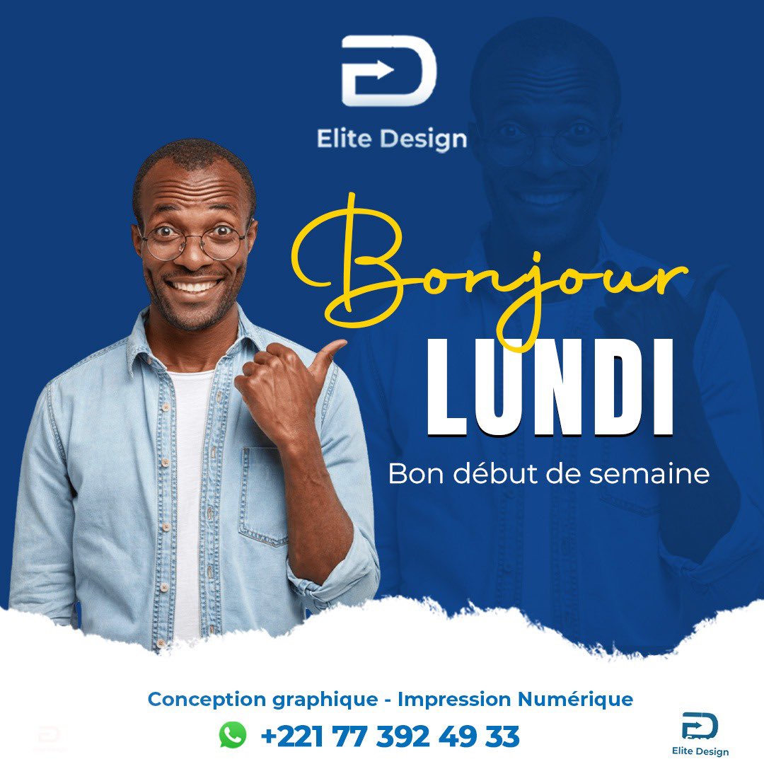 amadou_sall10's tweet photo. Bon début de semaine à tous. Soyez positifs, soyez productifs et soyez créatifs.
•
Avec Elite Design optez pour la modernité !
Contactez-nous au: +221 77 392 49 33 ou 76 631 50 26
#elitedesign #CharteGraphique #Branding
#DesignGraphique #marketing #communication
#business https://t.co/eMZHYelvqF