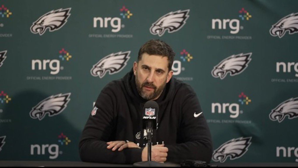 PHLEaglesNation's tweet photo. Nick Sirianni: “None of us are quitters. When you get hit in life or in football, you have two options when you get knocked down, stay down or you get the F up.. We’ve all been through s**t.. But nobody’s quitting on this team. The players know how to fight, the coaches know how to fight, the staff knows how to fight. We are going to give it everything we got this week and we’ll see what happens.”

#Eagles