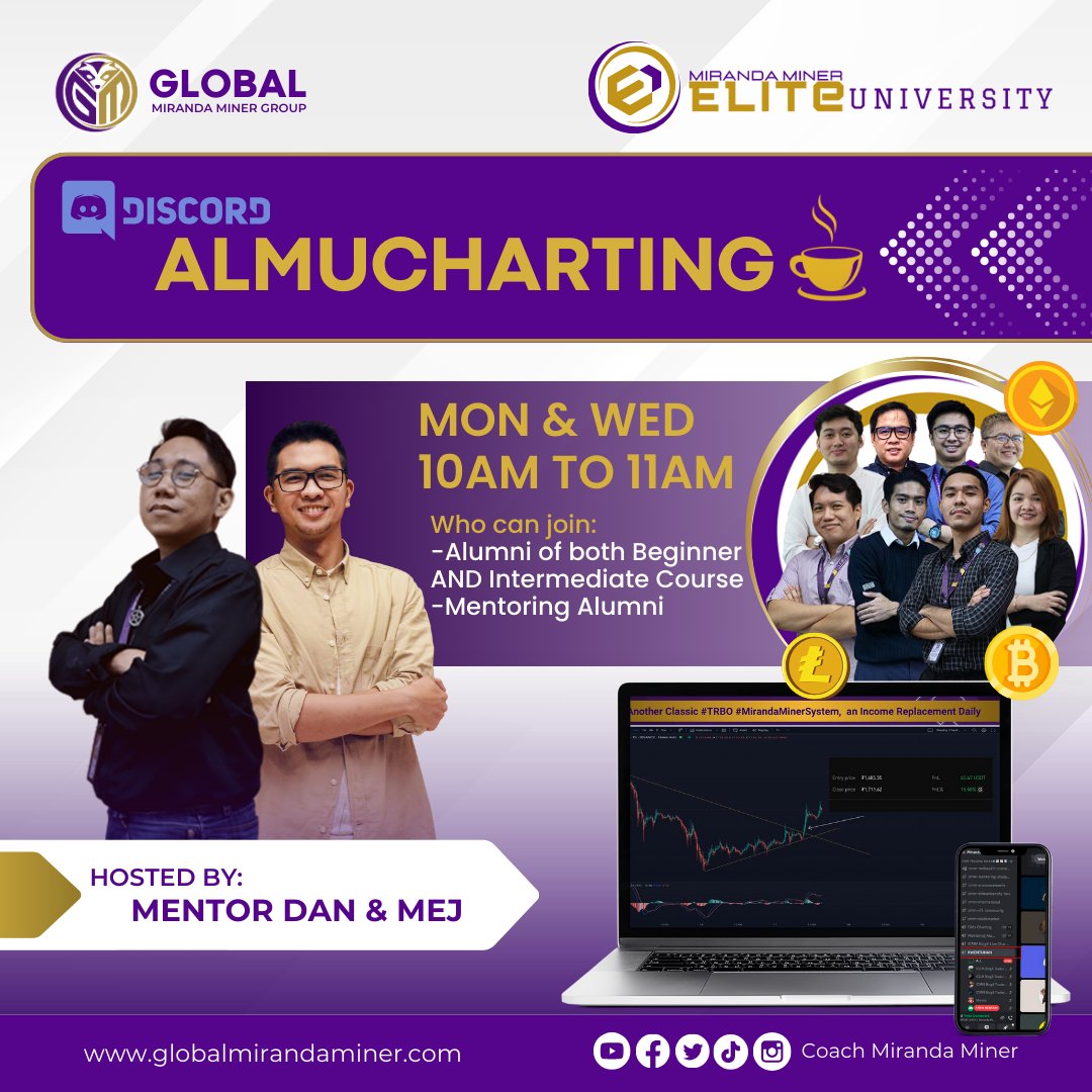 gmmg_official's tweet photo. ⏰ #Tiktok #Tiktok. . . GISING NA! #ALMUCHARTING na ng 10AM. Para lahat ng Beginner and Intermediate graduates makasali sa ating Voice Channel.
🌐 Alums that is not on Discord can verify their status by emailing elite@globalmirandaminer.com.
#EliteUniversity https://t.co/dnGQwJeFCf