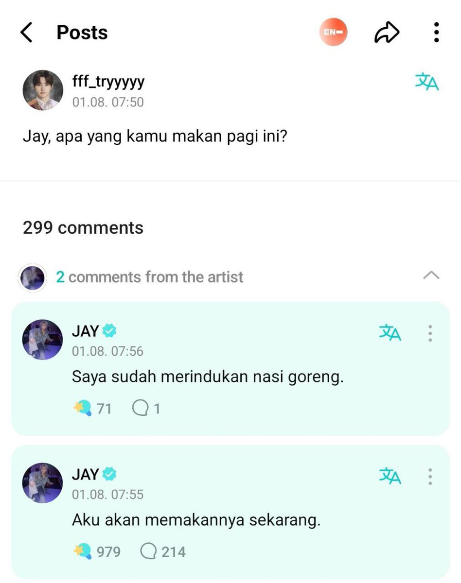 starfess's tweet image. Gawat star ternyata Jay udah secinta itu sama NASI GORENG, dia bilang udah kangen sama nasgor 😭
