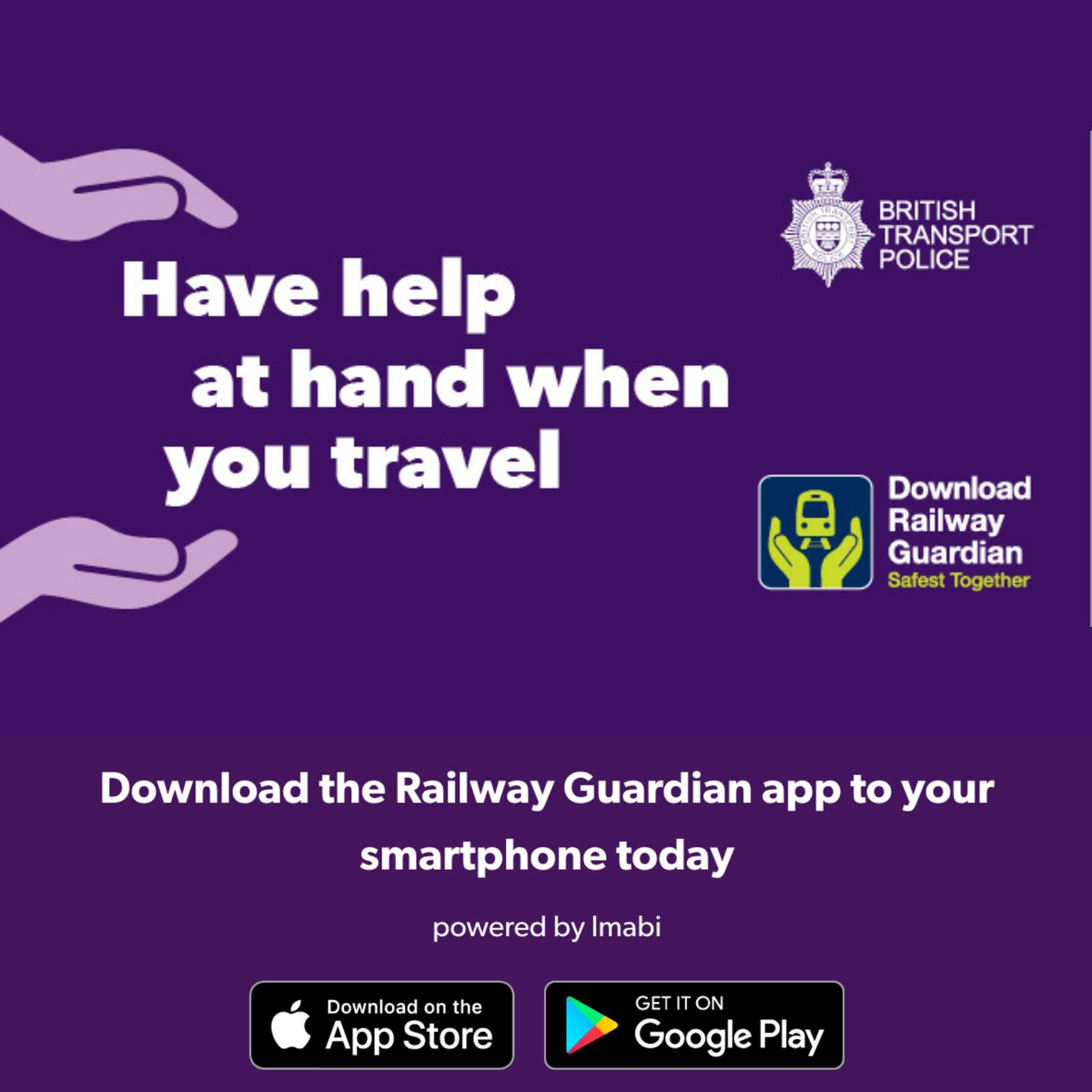 🚃 The #RailwayGuardianApp is an all-in-one app from the British Transport Police specifically designed to improve safety on the UK rail network.

This can be extremely helpful in many circumstances & we encourage you all to download the app today.

#britishtransportpolice #hdah
