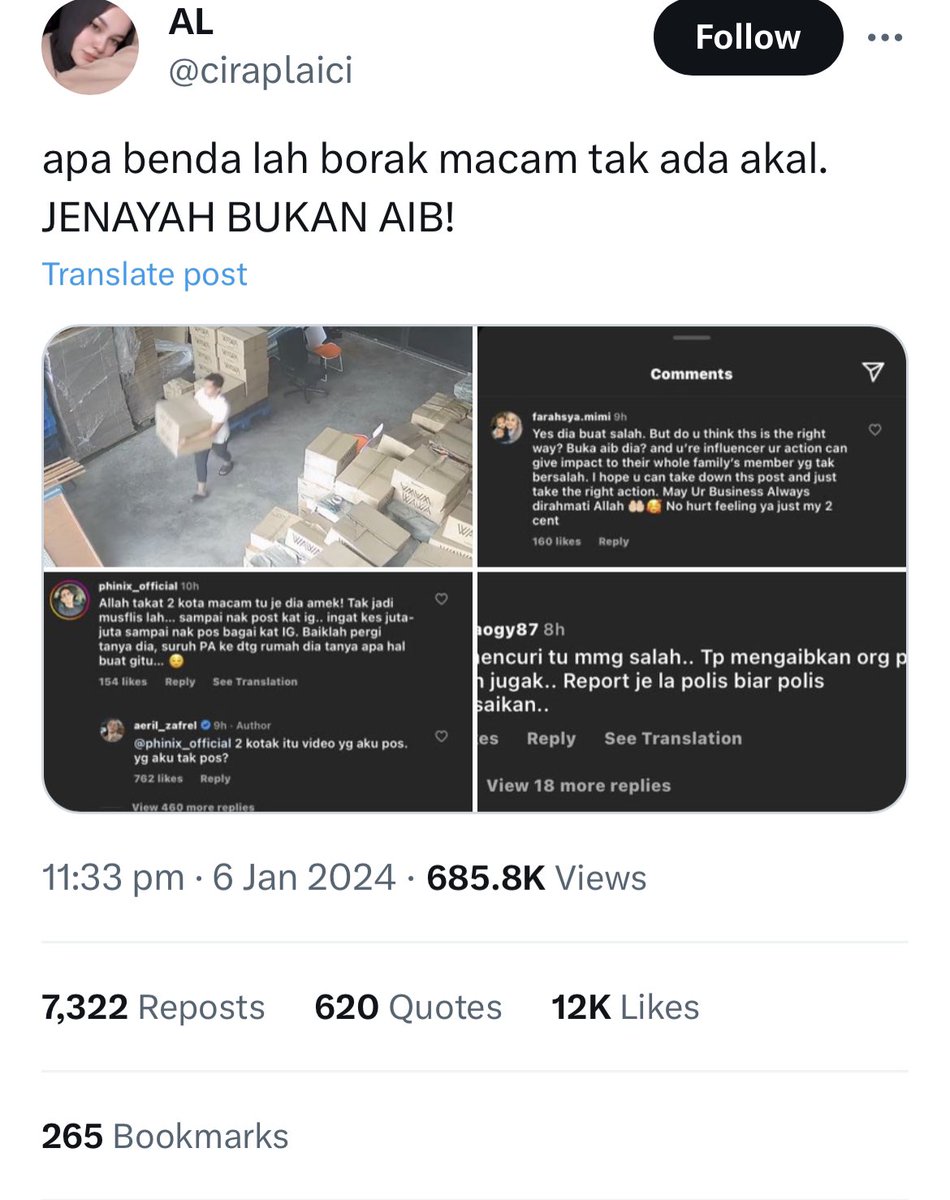 PhinixOfficial's tweet photo. @ciraplaici sengaja nak buka ruang orang berbuat dosa. 

Kami dah berhubung bersama. Saya dan Aeril tak ada masalah dalam hal ni.. Saudara Aeril sendiri faham yg saya nak sampaikan, 

Saya juga dgn rela hati delete komen saya agar x ada ruang berbuat dosa memcarut sana sini. https://t.co/sbAq2ahP1m