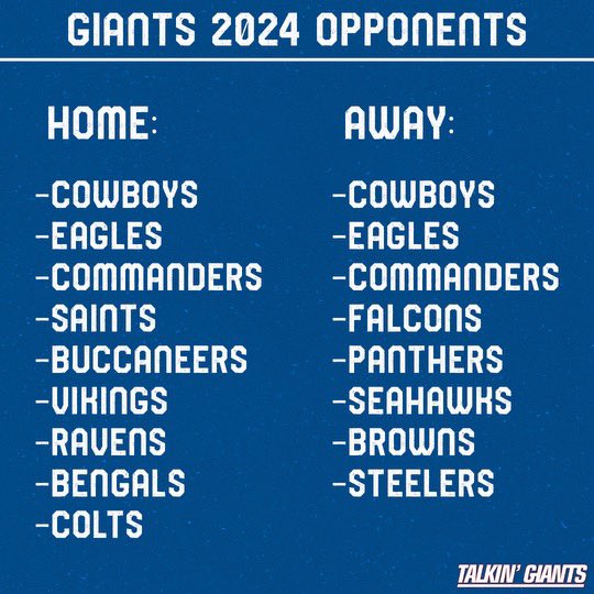 Giants 2024 opponents/locations are set The Giants Board