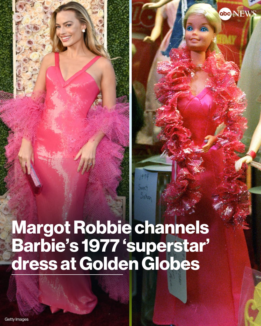 Margot Robbie Channels Barbie at Golden Globes 2024