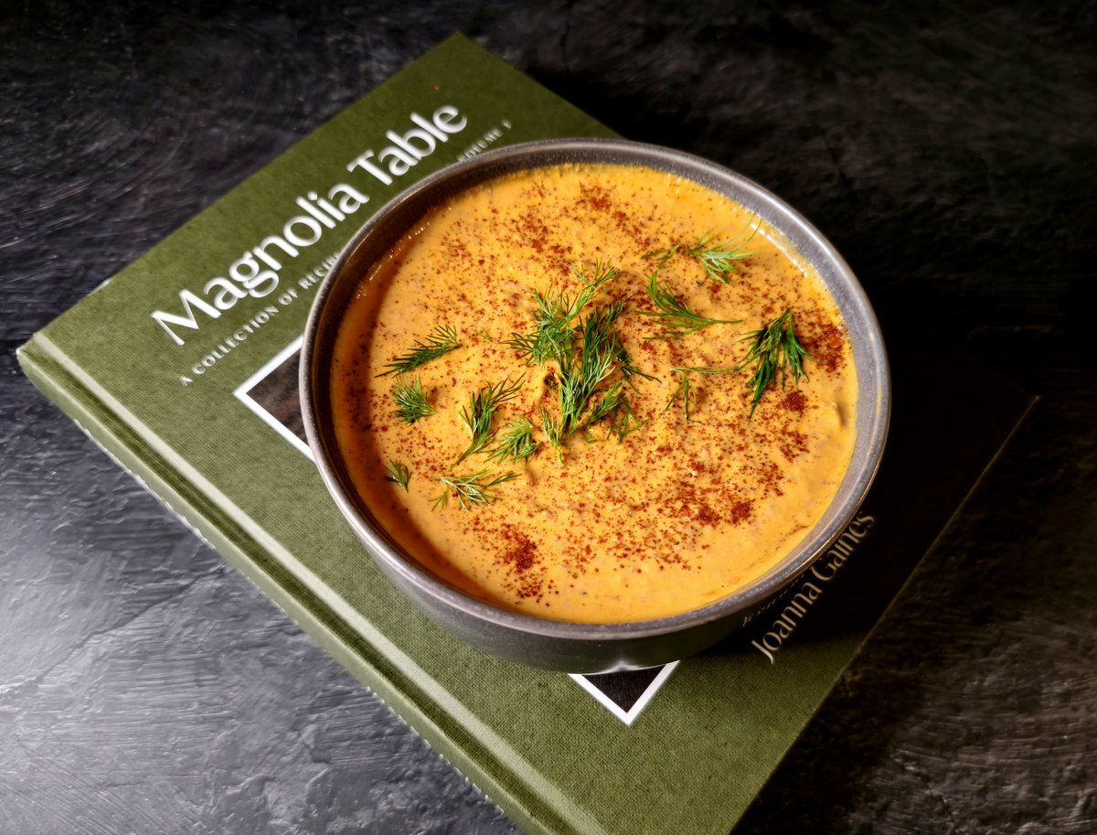 My sister and I made this roasted red pepper hummus from one of <a href="/joannagaines/">Joanna Gaines</a> cookbooks. It was really good with some warm garlic naan bread. I highly recommend this one. Also, I am stepping my food pics up with nice back drops and using my streaming lights!