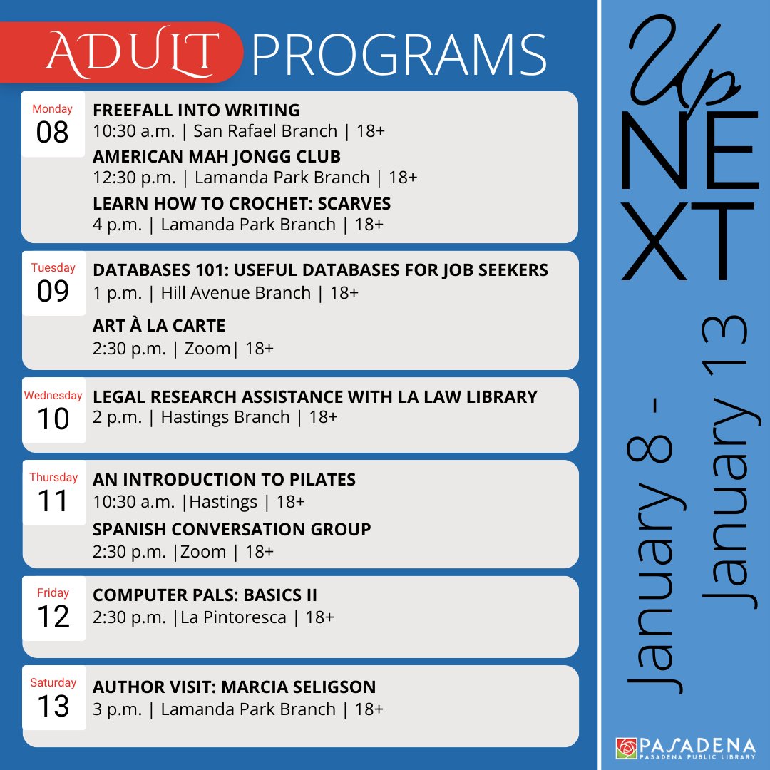 We have an exciting week ahead of us at the library! Check out what's coming up.