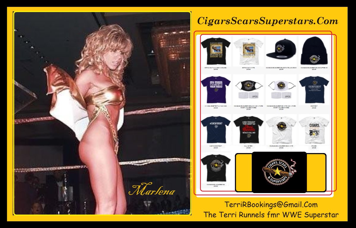 johnstoll18's tweet image. Your Marlena Monday has arrived.
@TheTerriRunnels brings her line of merch
to you from her CigarsScarsSuperstars.Com 
online store at #PWTees