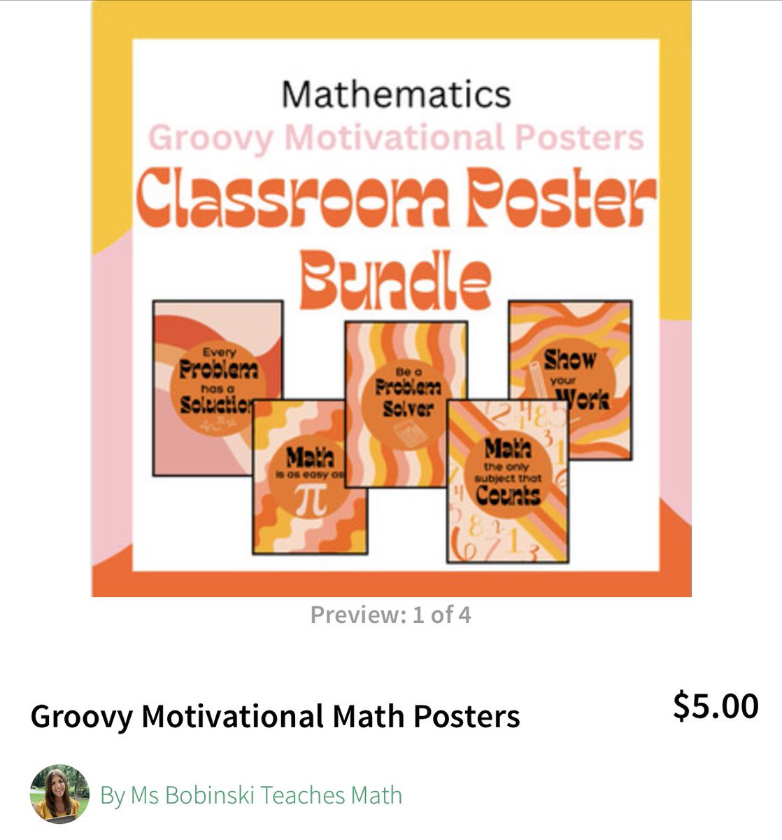 Looking to redecorate your math classroom for the 2024 year? Try these groovy motivational math posters. Shop now on my TPT store front!

 teacherspayteachers.com/Product/Groovy…

#math #teachertwitter #teacher #TPT