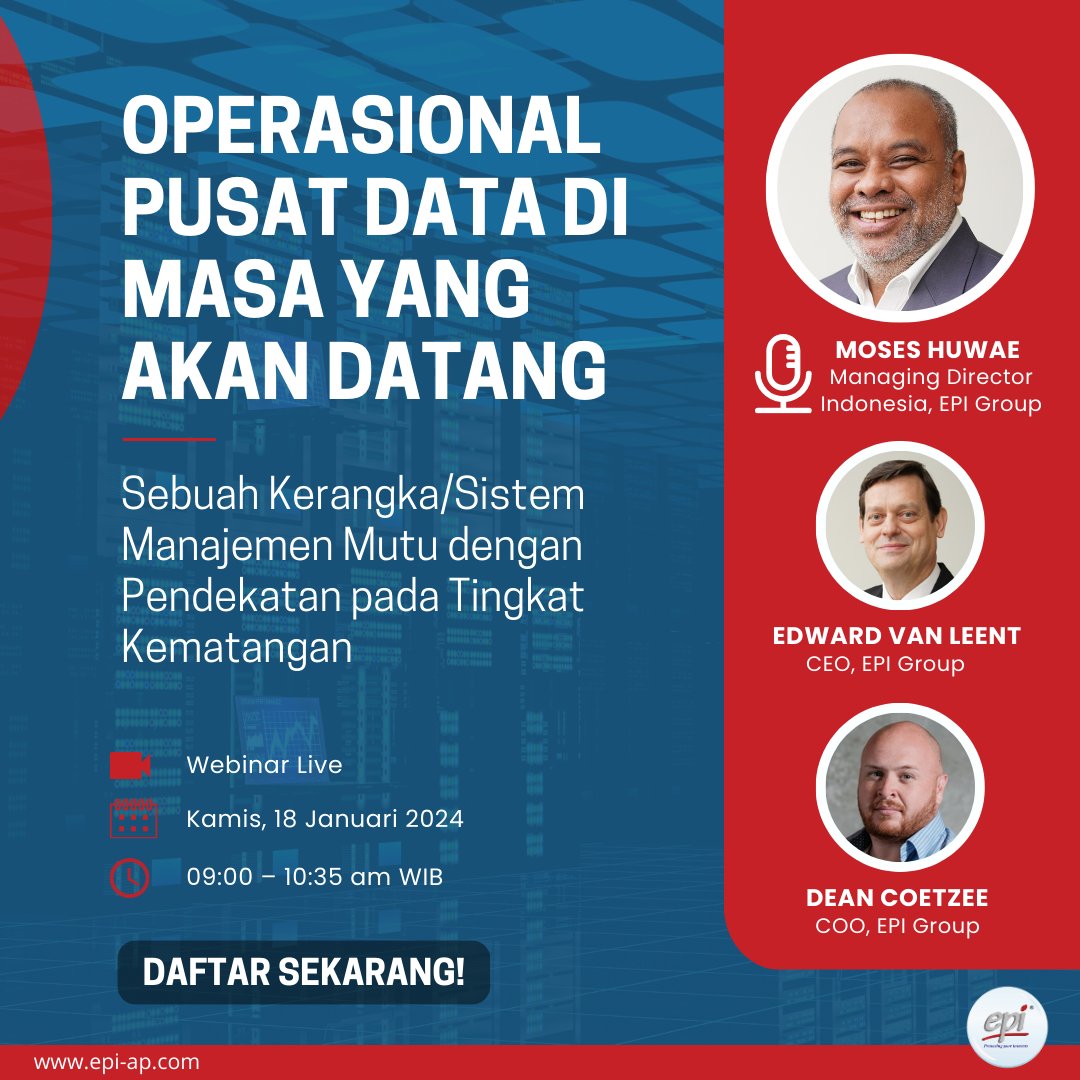Apakah Anda pernah mengalami gangguan pusat data yang disebabkan oleh kesalahan manusia, sehingga membuat Anda frustasi?

Mari, bergabunglah bersama kami di dalam webinar yang akan membahas studi kasus yang nyata. 

Daftar Sekarang-
us06web.zoom.us/webinar/regist…

#webinar #indonesia