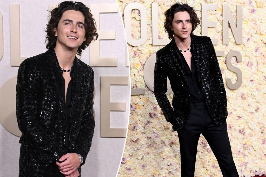 Timothe Chalamet twins with Kylie Jenner in all-black embellished looks at the  2024 Golden Globes https://t.co/yquhMGRXNk