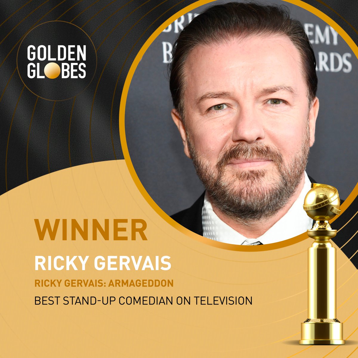 porktendencia's tweet photo. "Ricky Gervais": 
Porque en los #GoldenGlobes, ganó el premio a Mejor Comediante de Stand-Up en Televisión. https://t.co/9VoyX4nBBh