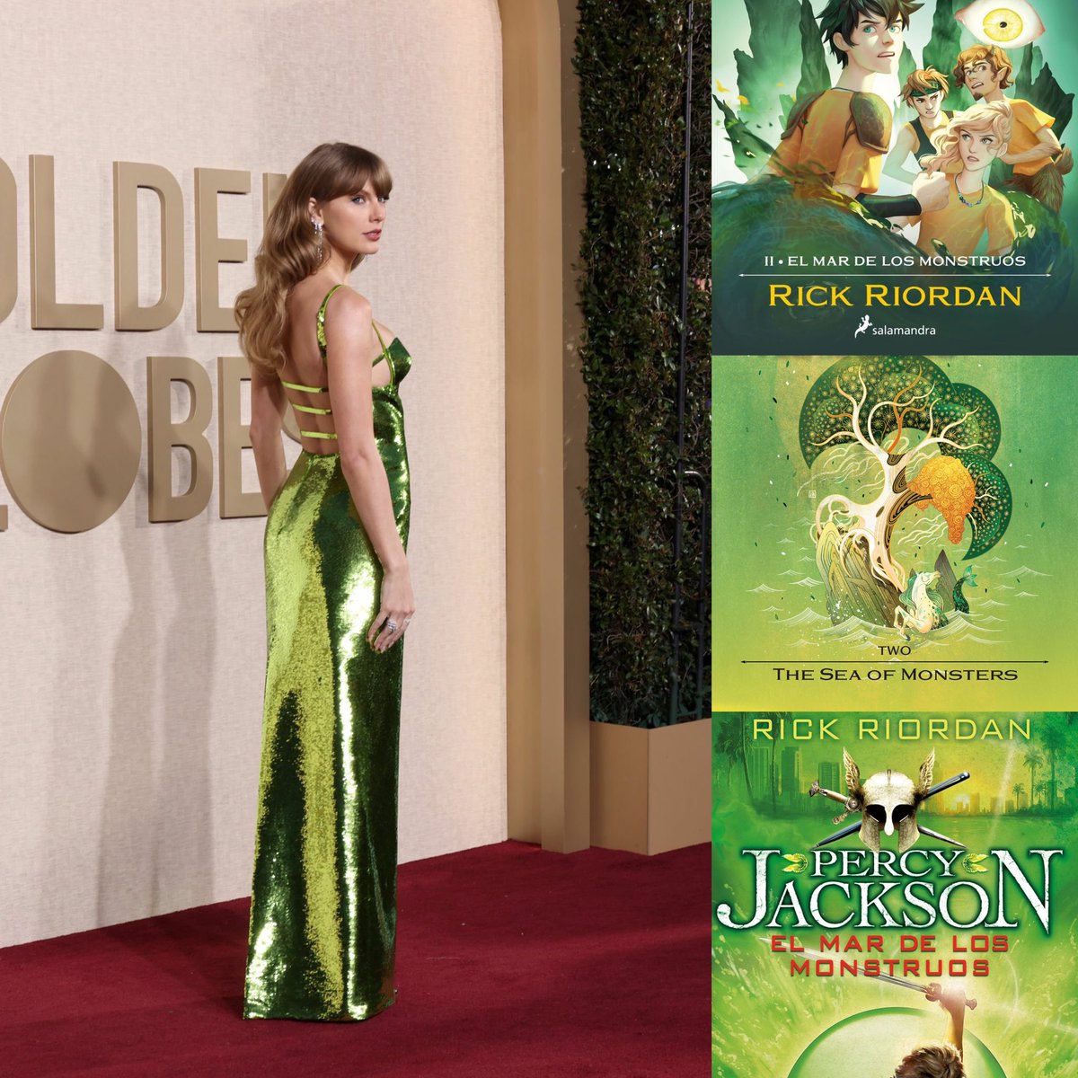 perseoanaklusmo's tweet photo. Semidioses, Taylor Swift está usando vestido verde, eso significa que la temporada dos de Percy Jackson está 100% confirmada https://t.co/nWOpFfjiQk