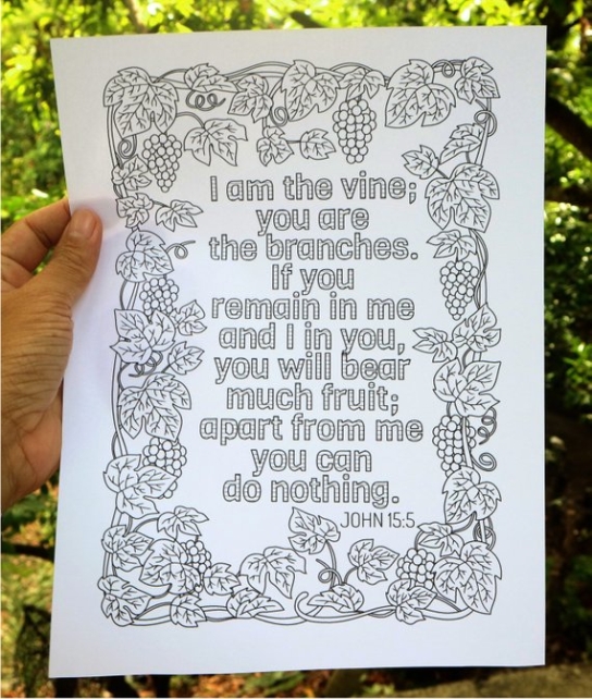 Two Bible Coloring Pages bit.ly/41QhC63 Etsy #Coloringpages #BibleColoring #Etsy #vine #breadoflife #inspirational #meditation #hournalpage #ricldp