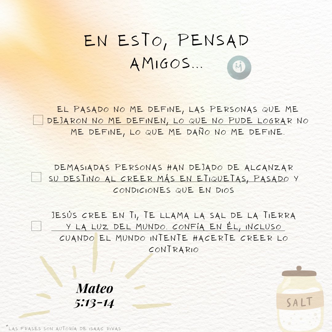 JovenesCompaz's tweet photo. Compartimos contigo un resumen de la predicación de este domingo en nuestro culto de jóvenes, para que medites en ella durante esta semana. 
También puedes compartirla con alguien a quien Dios ponga en tu corazón y que necesite escucharlo. https://t.co/Tu86QTrVFT