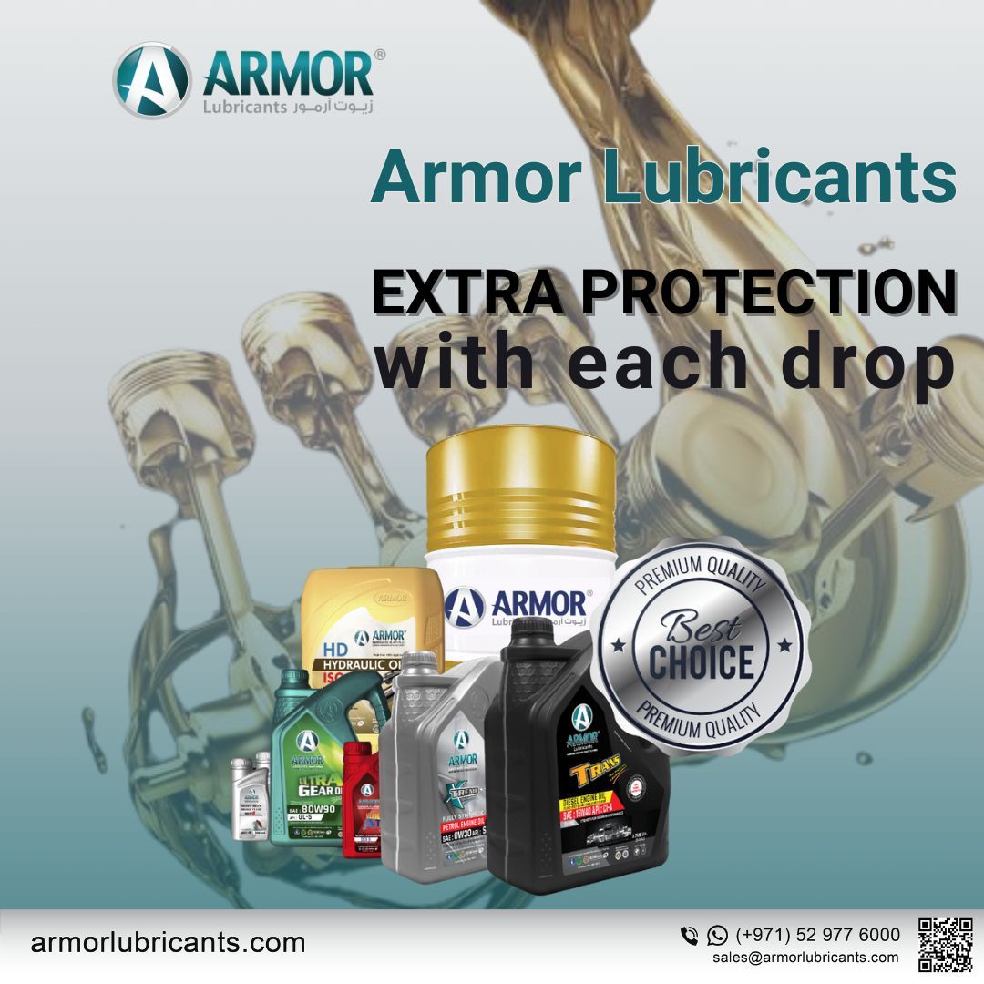 Manufactured in the UAE, with German technology to
- Cool off your engine
- Prevent sludge
- Slow down reactions that leads to corrosion and wear #lubricants #oil #motoroil #automotive #grease #motor #oilchange #Armorlubricants #fuelfilters #performance #gearoil #engineering