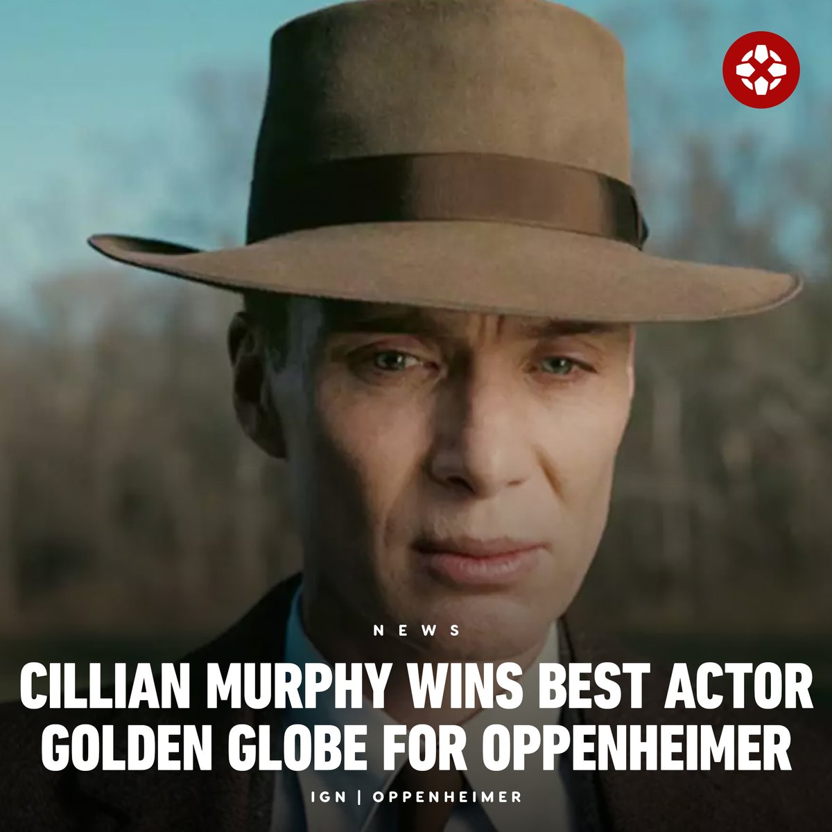 Cillian Murphy has won his first Golden Globe for Oppenheimer. #GoldenGlobes