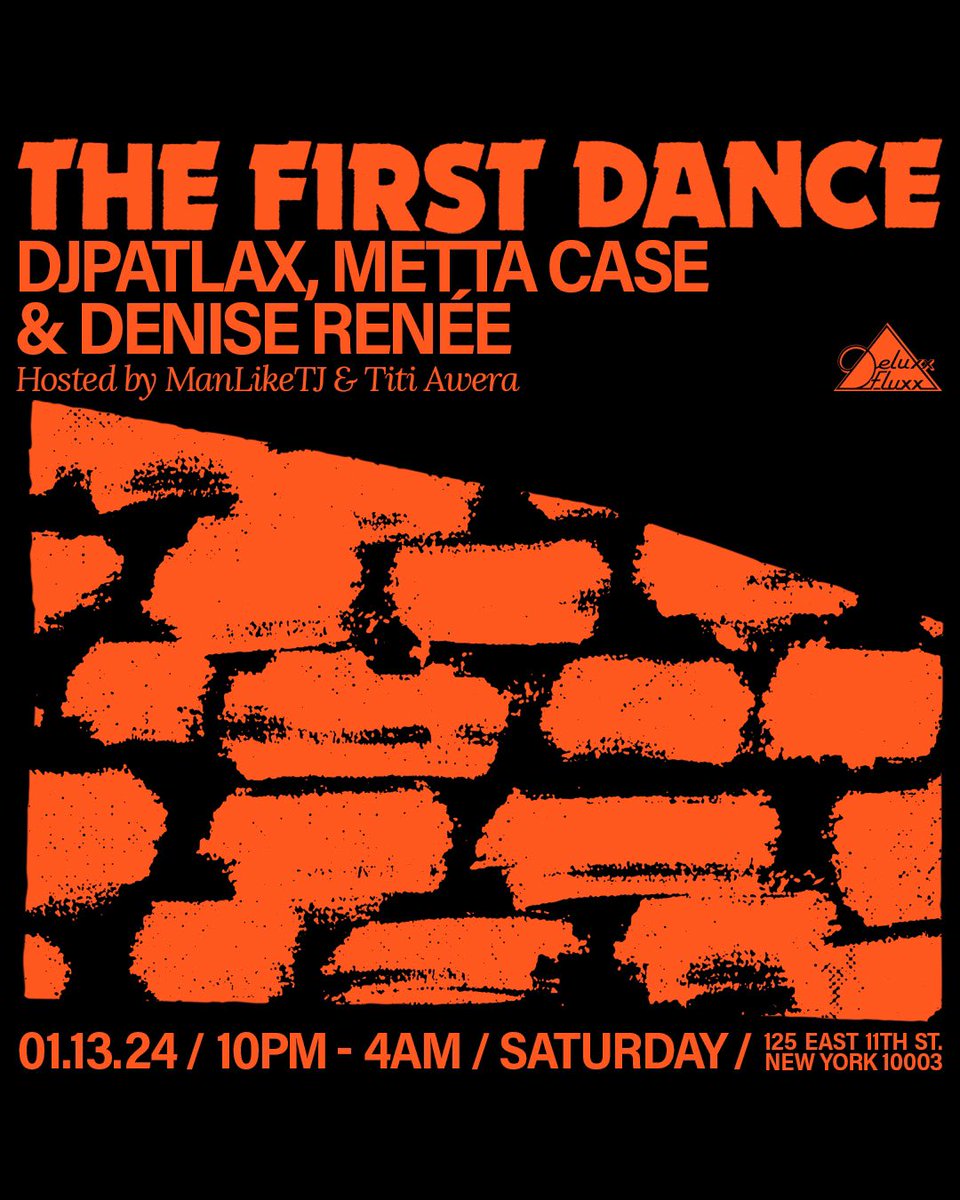 OutsideAgenda's tweet photo. This Saturday Join Us @deluxxfluxxnyc for THE FIRST DANCE from 10PM - 4AM. 

✨ FREE ENTRY TILL MIDNIGHT W/ RSVP AVAILABLE VIA 🎟️ LINK ✨ 

~ 10PM - 4AM ~ AFROBEATS. DANCEHALL. AMAPIANO. HIP HOP. R&amp;B. EDITS/REMIXES. https://t.co/bPmw1bfevp