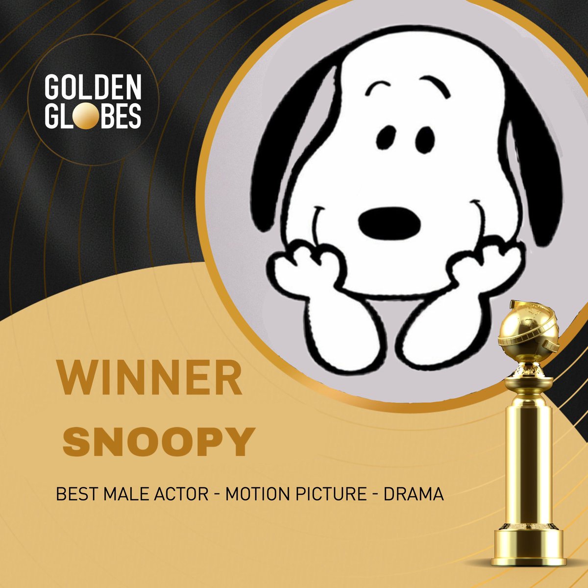 snoomfies's tweet photo. SNOOPY HAS WON A GOLDEN GLOBE! #GoldenGlobes https://t.co/kYtSh87RCx