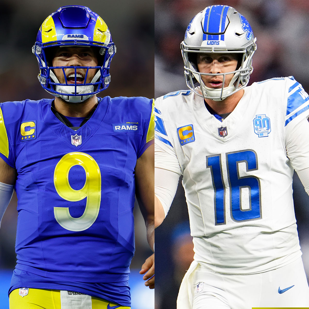 NFL's tweet photo. Rams vs. Lions

Sunday, January 14 -- 8pm ET on NBC

#SuperWildCard #NFLPlayoffs https://t.co/ZwOwdn7Ni6