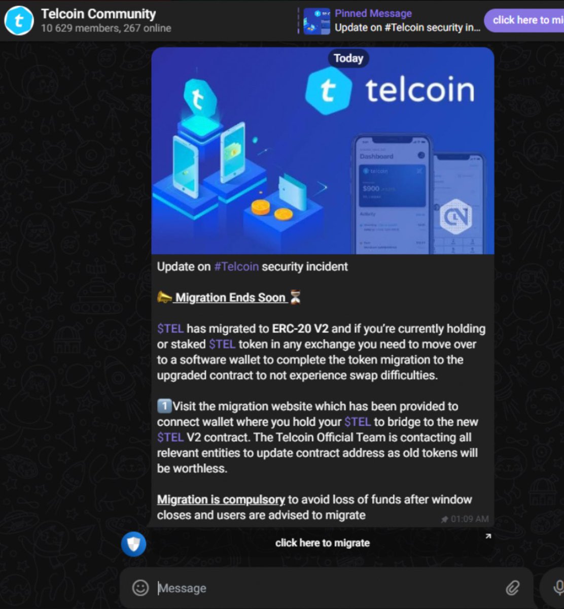 This is a scam. Don’t fall for it There is no migration website. You don’t have to do anything. Do not interact with this message and please report whatever this account is as scam $tel #telfam