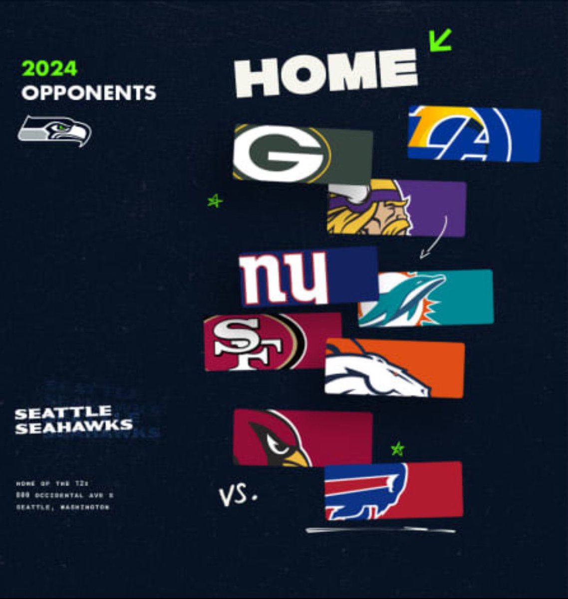 That’s an insane lineup of opponents coming to Seattle next year 

#Seahawks #12North