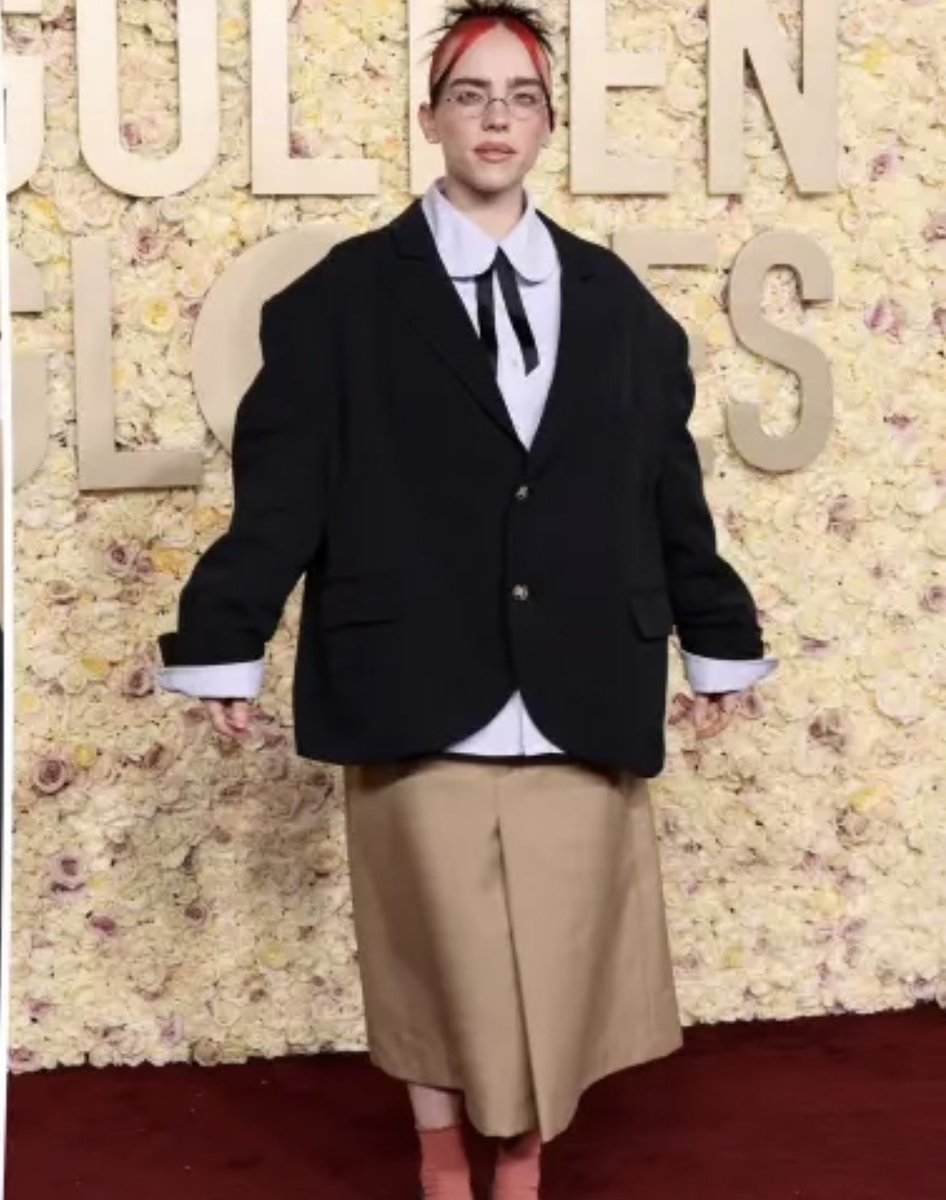 Who wore it best? <a href="/billieeilish/">billie eilish</a> <a href="/mariolopezviva/">Mario Lopez</a> <a href="/nathanfielder/">nathan fielder</a> #GoldenGlobes #Fashion