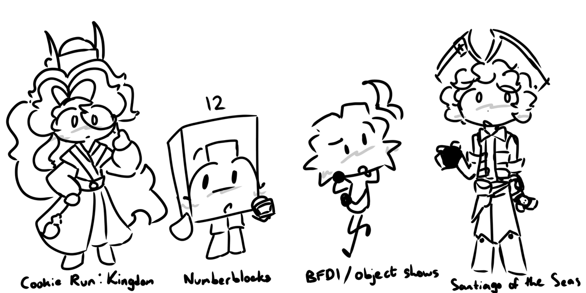 the most out of context gang in the wild west #CookieRunKingdom #cookierun #Numberblocks #BFDI #santiagooftheseas

like no seriously these are my four hyperfixations and all four of them combined together is very, very out of context especially santiago there