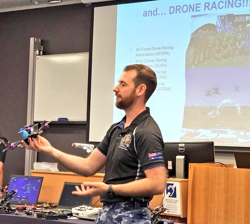 AUADRT's tweet photo. Live #STEM'ing with @NYSFoz! @AustralianArmy #DroneRacing Team Captain @HueyFPV and @AusAirForce mates launched a great demo for #NYSF at #ANU this morning! Such great #STEM'ers with great questions!
#SendIt!
@ChiefAusArmy @FORCOMDAusArmy @CAF_Australia @RAAF_ACAUST @WOFFAF https://t.co/tVrB3fqMR6