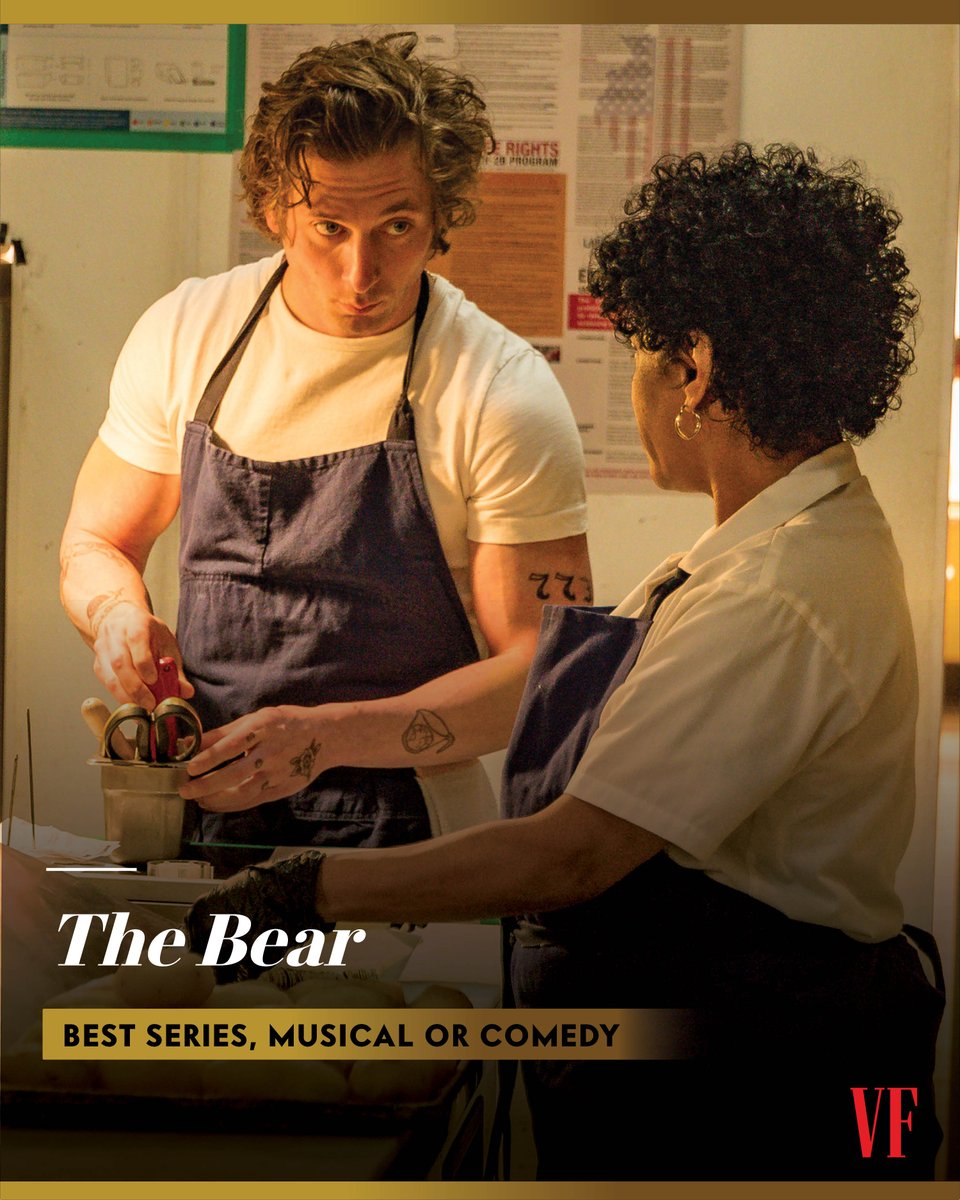 VanityFair's tweet photo. Good one, Chef. #TheBear takes home the award for best television series, musical or comedy. https://t.co/atQx5dxhcg