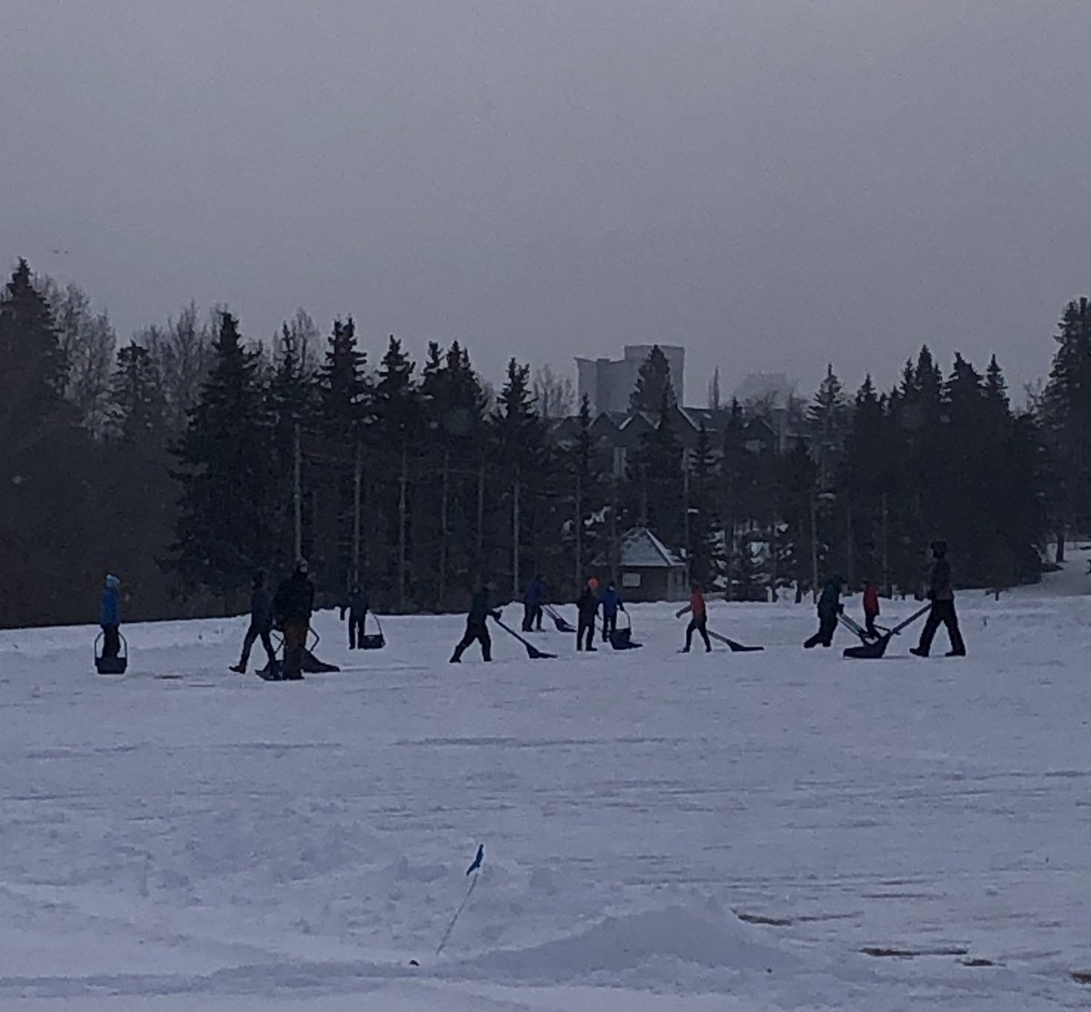 Check out the dedicated volunteers at Confederation Park!  Farming the much welcomed SNOW to the trails.  Thank YOU for the season saving efforts!