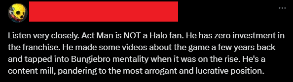 TheActMan_YT's tweet photo. "Act Man is NOT a Halo fan."

Homie is out here trying to gatekeep me from a series I've been playing for 20 years 😭 https://t.co/lhh0NZQldX