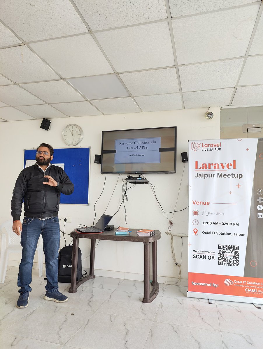 laravel_jaipur's tweet image. 🌐 Kapil Sharma rocked the stage at #Laravel Jaipur Meetup with his session on &quot;Resource Collections in Laravel API.&quot; His practical approach to API development was a hit! More exciting updates to come! #LaravelAPI #TechEnthusiasts