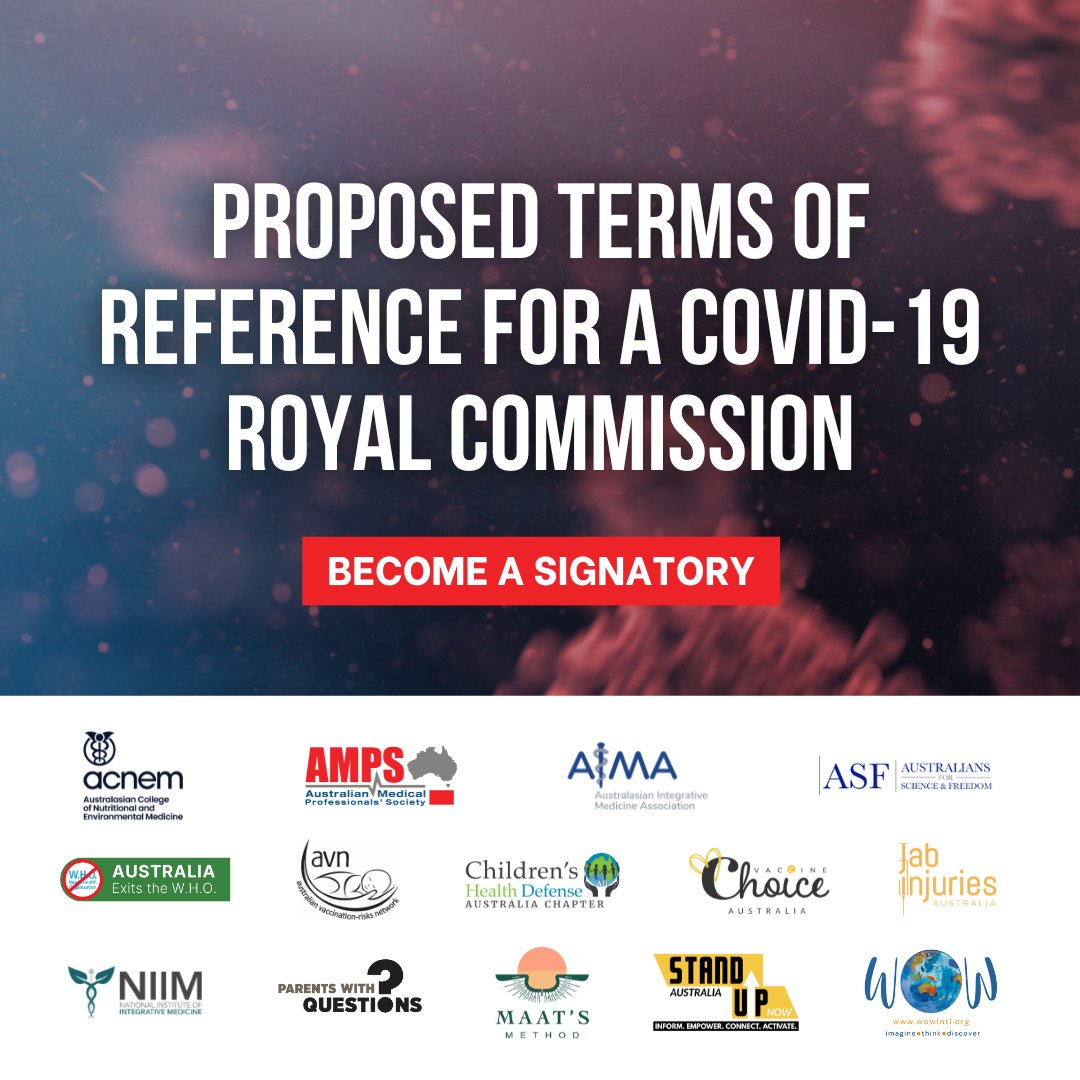 AusExitsWHO's tweet image. Support this joint effort to bring accountability to the Australian Government today. #covidroyalcommisssion #termsofreference #timefortruth #ausexits amps.redunion.com.au/proposed-terms…