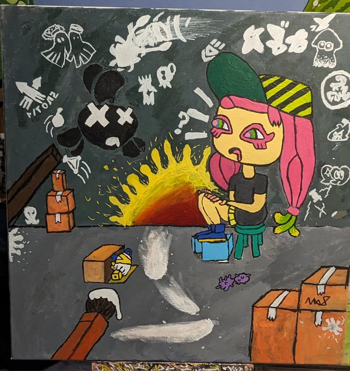 I worked on a painting over the past couple of weeks. Never too old to love Splatoon. #Splatoon3 #Splatoon #Painting #artist #art #splatoonart #harmony #chirpychips