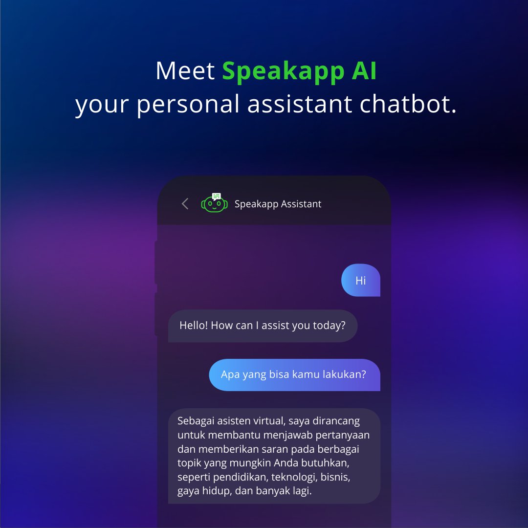 speakappme's tweet photo. Hello Speakapp AI
Enjoy a personalized and conversational experience with your 🤖 chatbot AI personal assistant.

#speakapp #messenger #web3 #privacy #ai #chatbot #ChatGPT https://t.co/xzSh3lvZGn