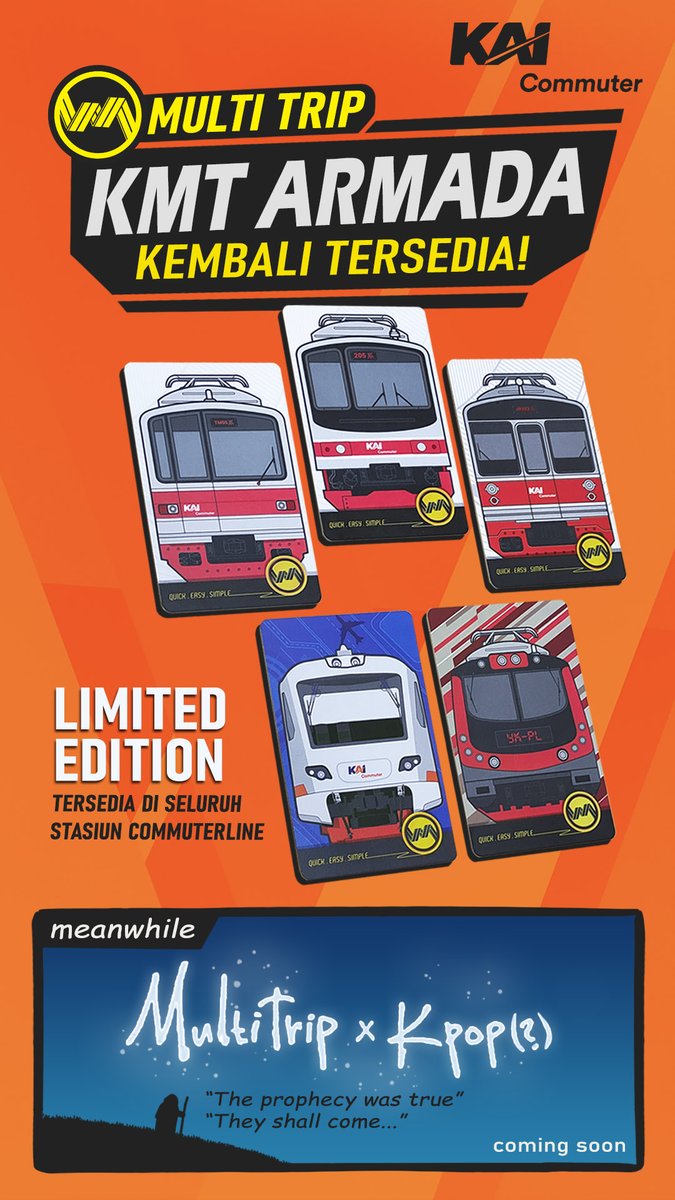 CommuterLine's tweet photo. KMT Edisi Armada Commuter Line kembali tersedia di seluruh Stasiun KRL @CommuterLine. 
Persediaan terbatas! 

#AyoNaikCommuterLine
#MultiTripKCI
#CommuterLine https://t.co/IfURh3k2m4