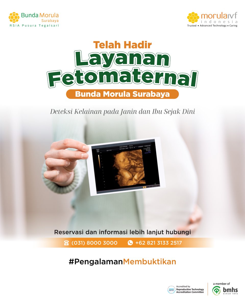 𝗧𝗲𝗹𝗮𝗵 𝗵𝗮𝗱𝗶𝗿 𝗹𝗮𝘆𝗮𝗻𝗮𝗻 𝗙𝗲𝘁𝗼𝗺𝗮𝘁𝗲𝗿𝗻𝗮𝗹 𝗱𝗶 𝗕𝘂𝗻𝗱𝗮 𝗠𝗼𝗿𝘂𝗹𝗮 𝗦𝘂𝗿𝗮𝗯𝗮𝘆𝗮!🤩
Pemeriksaan ini memiliki berbagai manfaat yang baik untuk janin dan ibu, seperti dapat mengetahui kondisi organ hingga mendeteksi ada atau tidaknya kelainan pada janin✨
