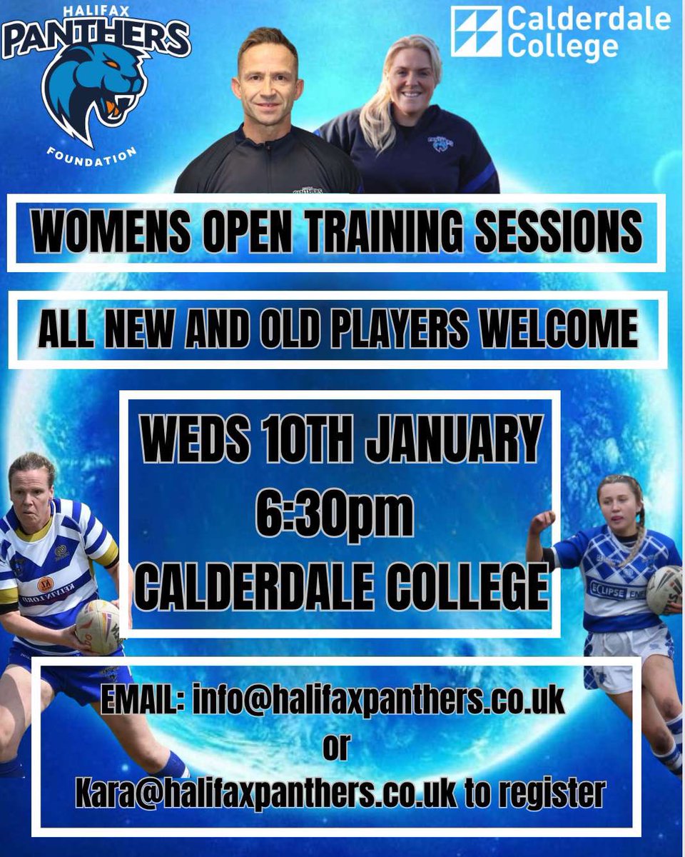 WOMENS TEAM OPEN TRAINING SESSIONS 🔵⚪️🐾

This Wednesday at Calderdale College, Head Coach Brandon Greenwood and Assistant Amy Hardcastle are running a special open training session

Email us via the contacts below to register your interest. All new and old players welcome

#BWO
