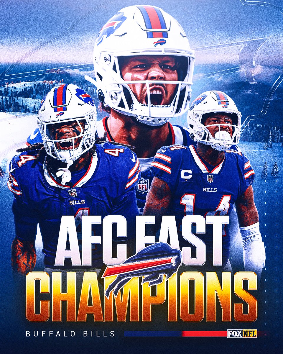 🏆 AFC EAST CHAMPS 🏆

The <a href="/BuffaloBills/">Buffalo Bills</a> clinch their 4th straight division title! #BillsMafia