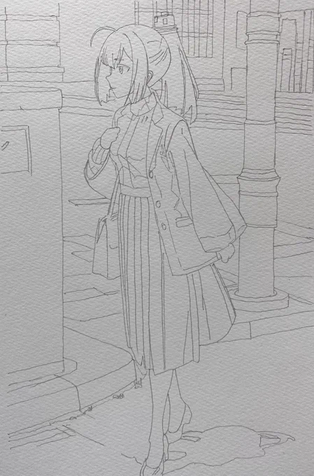 お散歩中の秋月さんの途中絵です。
最初は雰囲気で描いてみて、次に線を濃くして、最後に色を塗りながら背景を描きました!
今回は初めての横顔等、色々と挑戦してみました…!
元絵はvilkisさんの素敵なAIアートです♪
今回も沢山のいいね等、本当にありがとうございます‼️☺️✨ 